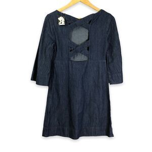 Urban Outfitters Cooperative Denim Mini Shift Dress Criss Cross Back Cutout